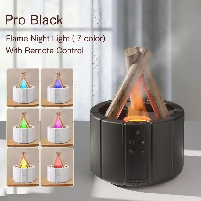 Bonfire Elektrikli Usb Aroma Difüzörü Masaüstü Ultrasonik Nemlendirici Uzaktan Kumandalı Sessiz Küçük Tasarım Ev Ofis Atmosfer Lambası